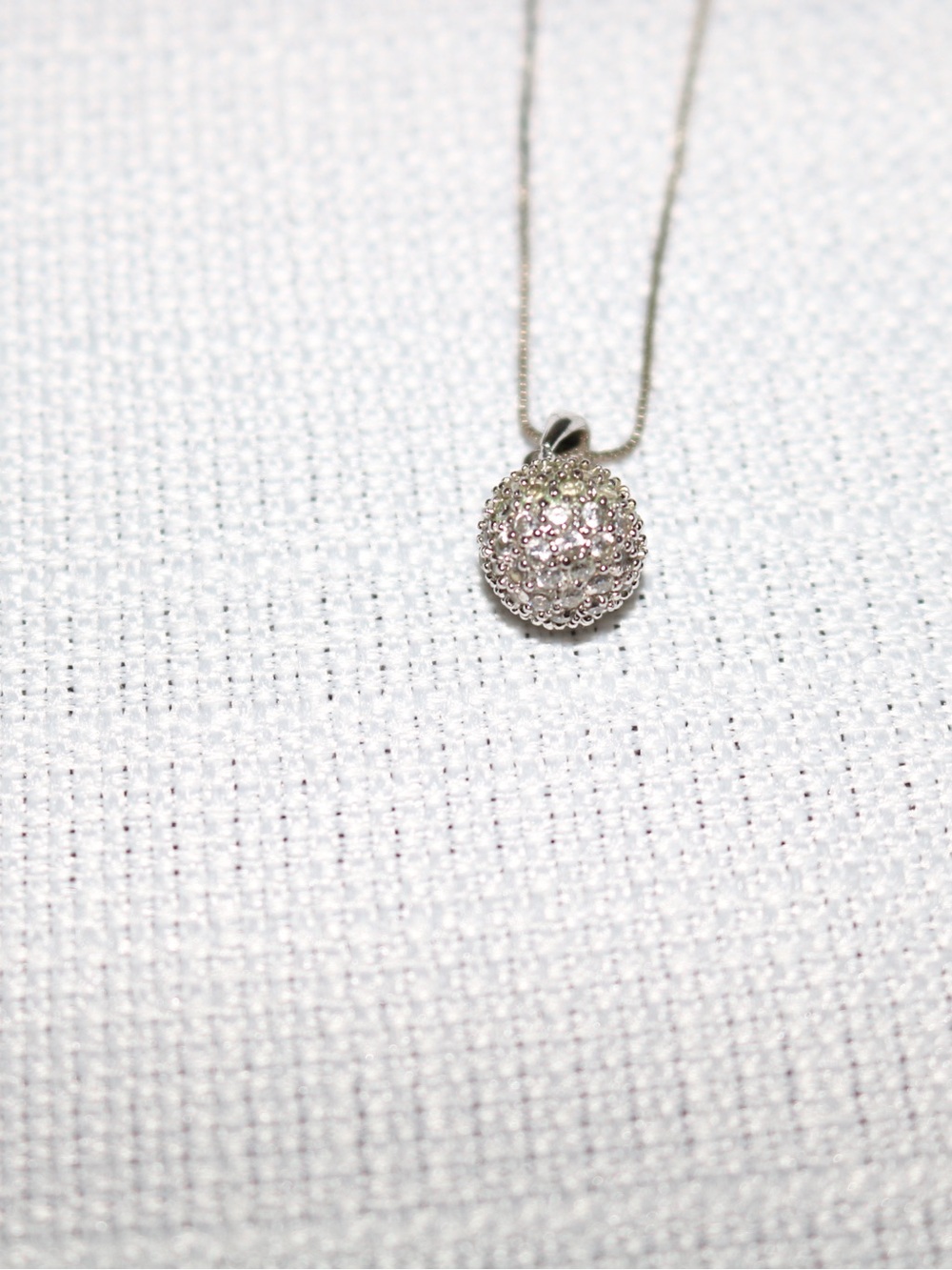 925 Sterling Silver Sparkle Ball Pendant Necklace • Dainty Box Chain Elegance